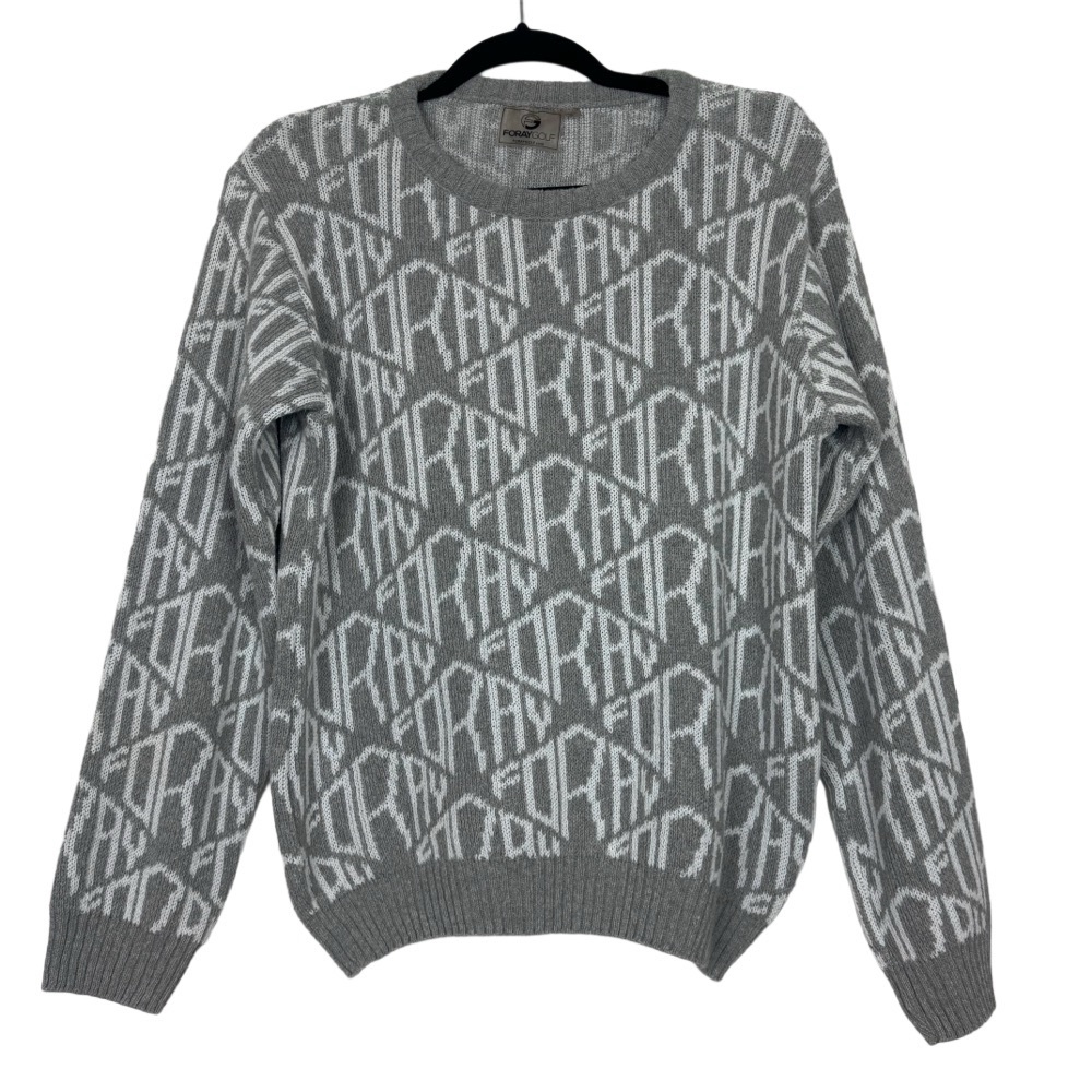 Gray Patterned Crew Neck Sweater